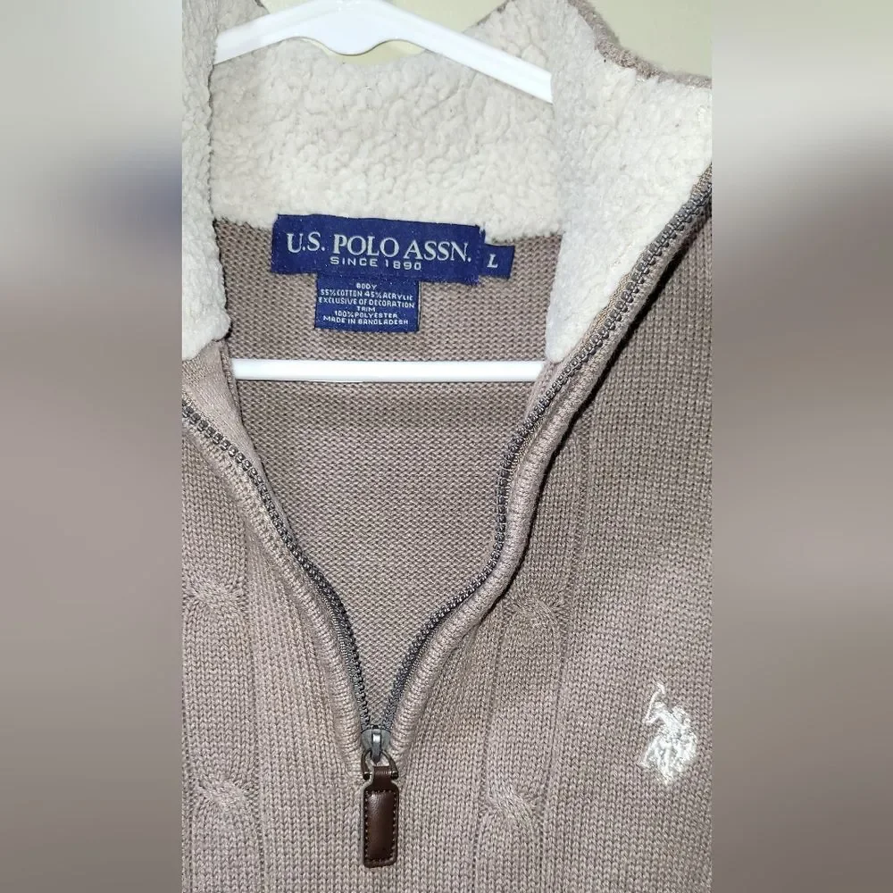 U.S. Polo Assn. Men's large snug fit Cable Knit 1/4 Zip Sweater - Picture 2 of 2
